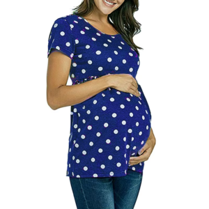 Women Pregnancy Casual T Shirt Maternity Summer Short Sleeve Dot Print Tees Tops Pregnant Tunic Blouse Maternity Clothing